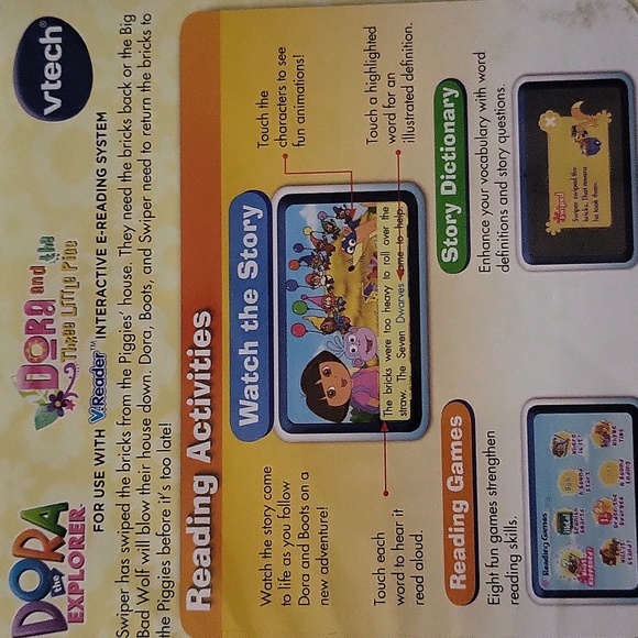 Dora The Explorer V.Reader Dora And The Three Little Pigs VTECH New Sealed - Picture 6 of 11